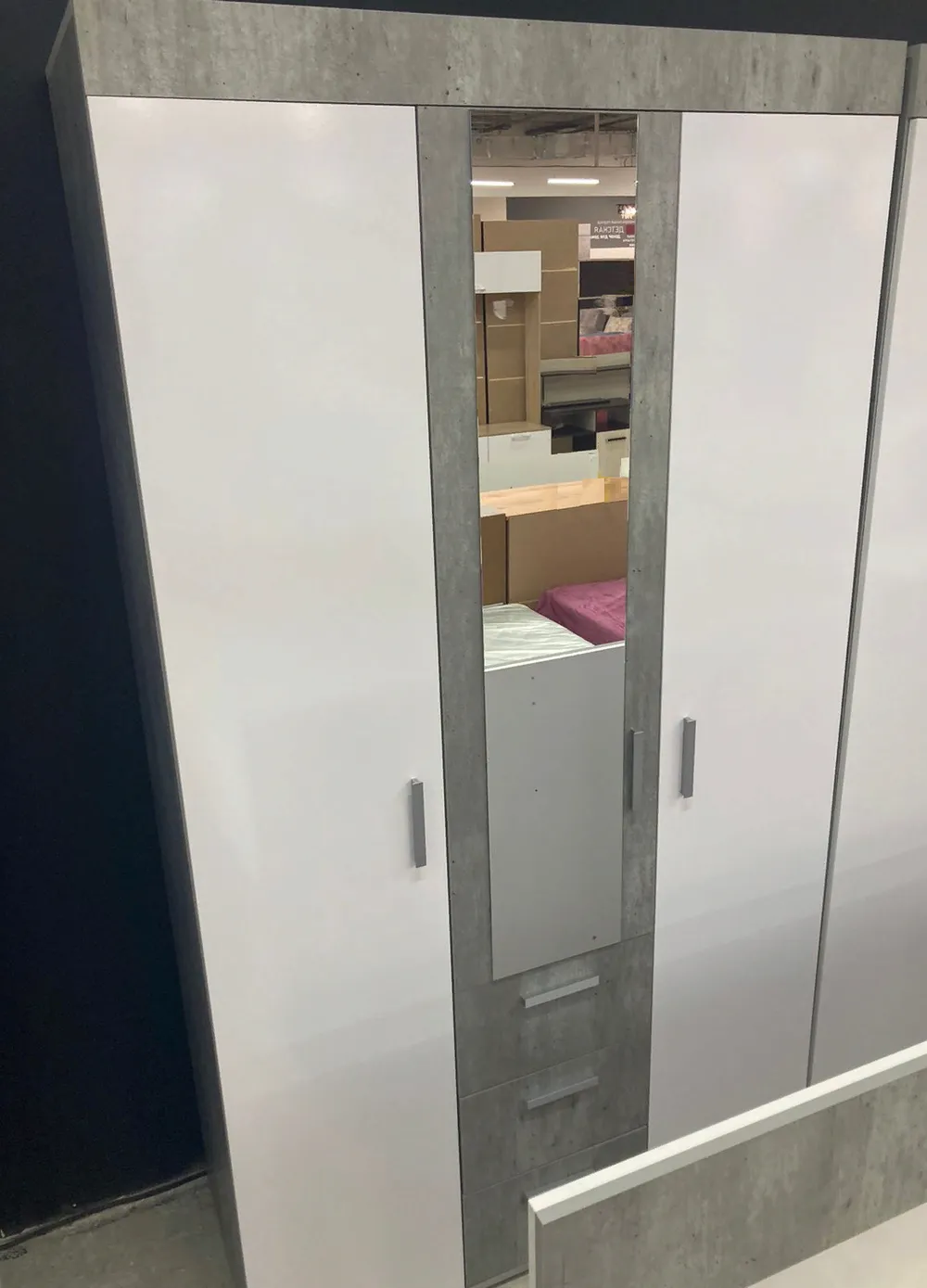 Шкаф для белья Инстайл ШК-30 бетон/белый