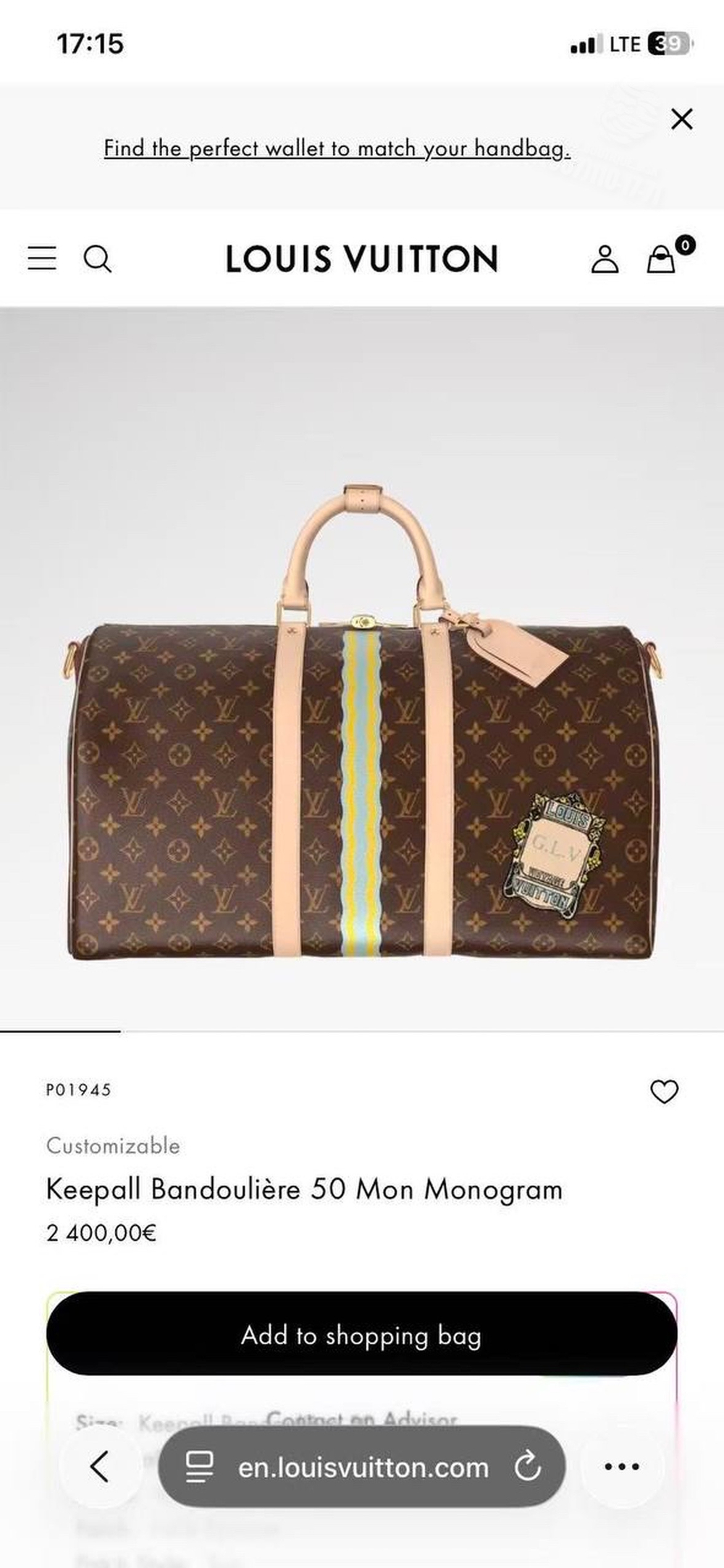 Дорожная сумка Louis Vuitton Keepall 50