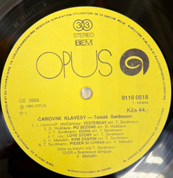 Виниловая пластинка Tomáš Seidmann – Čarovné Klávesy LP