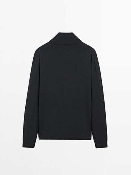 Massimo Dutti Кардиган из 100% хлопка с застежкой-молнией, темно-синий