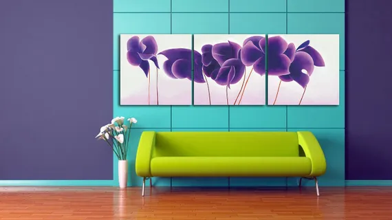 Модульная картина "Фиолетовые цветы"