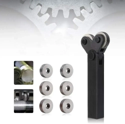 Державка для накатки косых рифлений / Набор инструментов со шкивом 25 мм для накатки на два колеса, 7 шт, для токарных станков