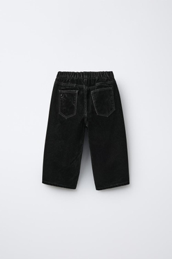 ZARA ВЕЛВЕТОВЫЕ ШТАНЫ BAGGY, ЧЕРНЫЙ