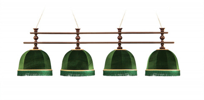 Лампа Аристократ-Люкс 3 4пл. береза (№6,бархат зеленый,бахрома зеленая,фурнитура золото)