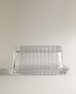 ZARA HOME МАСЛЕНКА ИЗ СТЕКЛА С УЗОРОМ В ПОЛОСКУ, ПРОЗРАЧНЫЙ