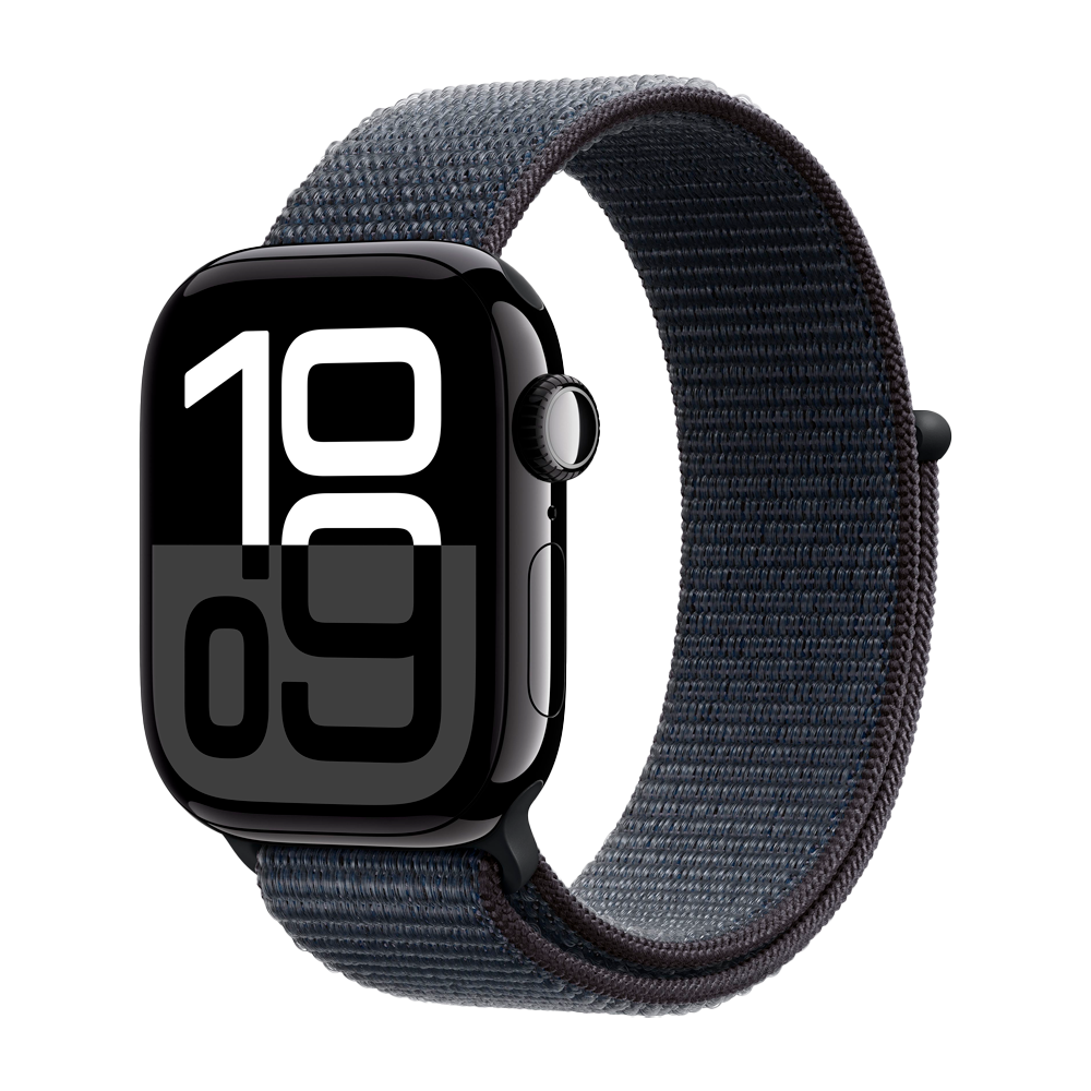 Умные часы Apple Watch Series 10 GPS, 42mm, Jet Black Aluminium Case with Sport Loop, Ink