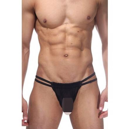 Трусы мужские танга черные полупрозрачные LaBlinque LB004