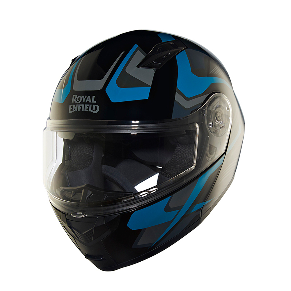 Шлем интеграл Royal Enfield, цвет - черно-синий, размер - XL (620 мм), арт. RRGHEP000571 (HESS22014GLOSS BLACK & BLUE)