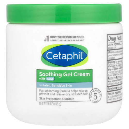 Cetaphil, Успокаивающий гель-крем с алоэ, средний, без отдушек, 453 г (16 унций)