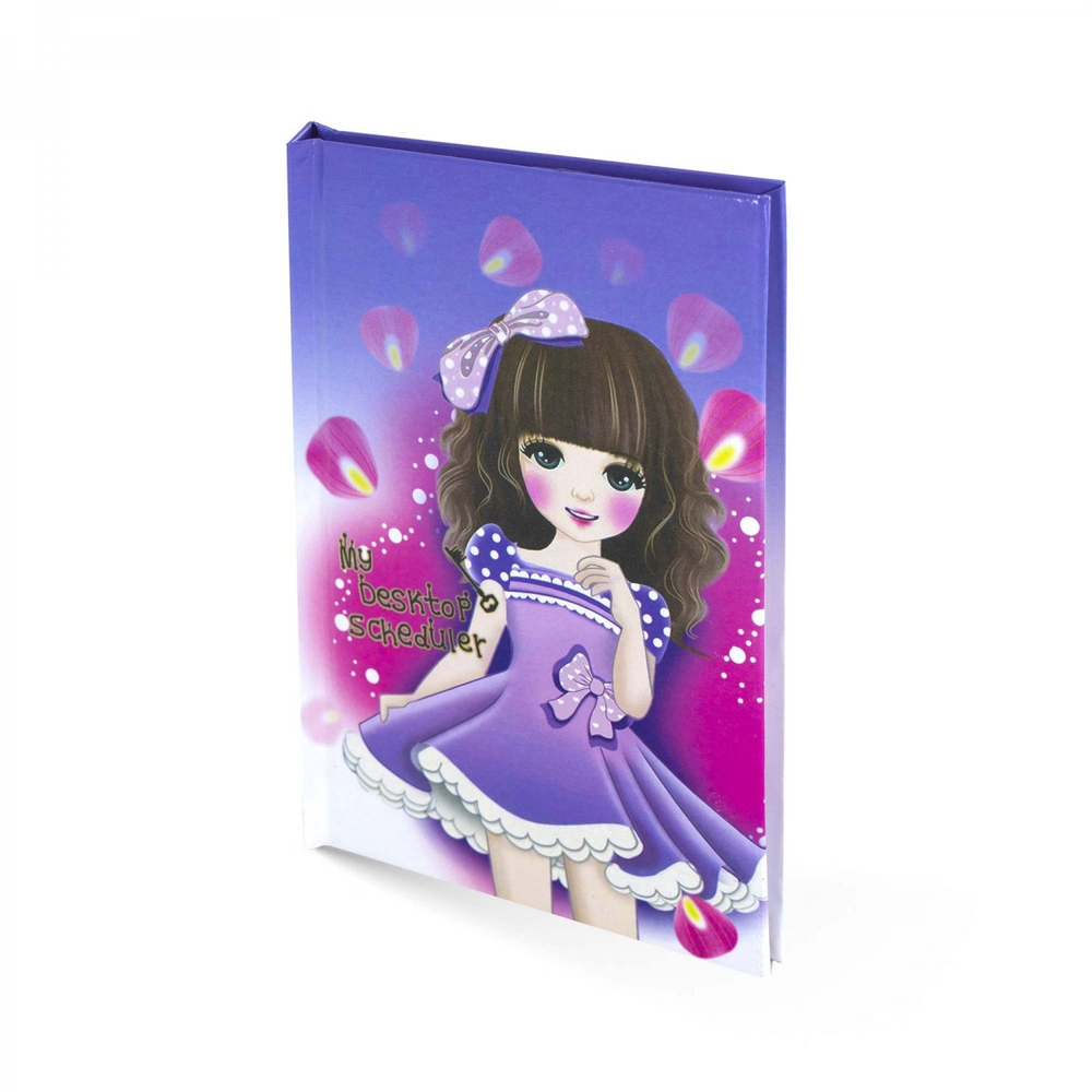 Блокнот в футляре, 14,5 см * 20,5 см, 7БЦ, Alingar, ламинация, замочек, вн.блок с дизайном, в точку, 45 л., "Модница-малышка", сиреневый