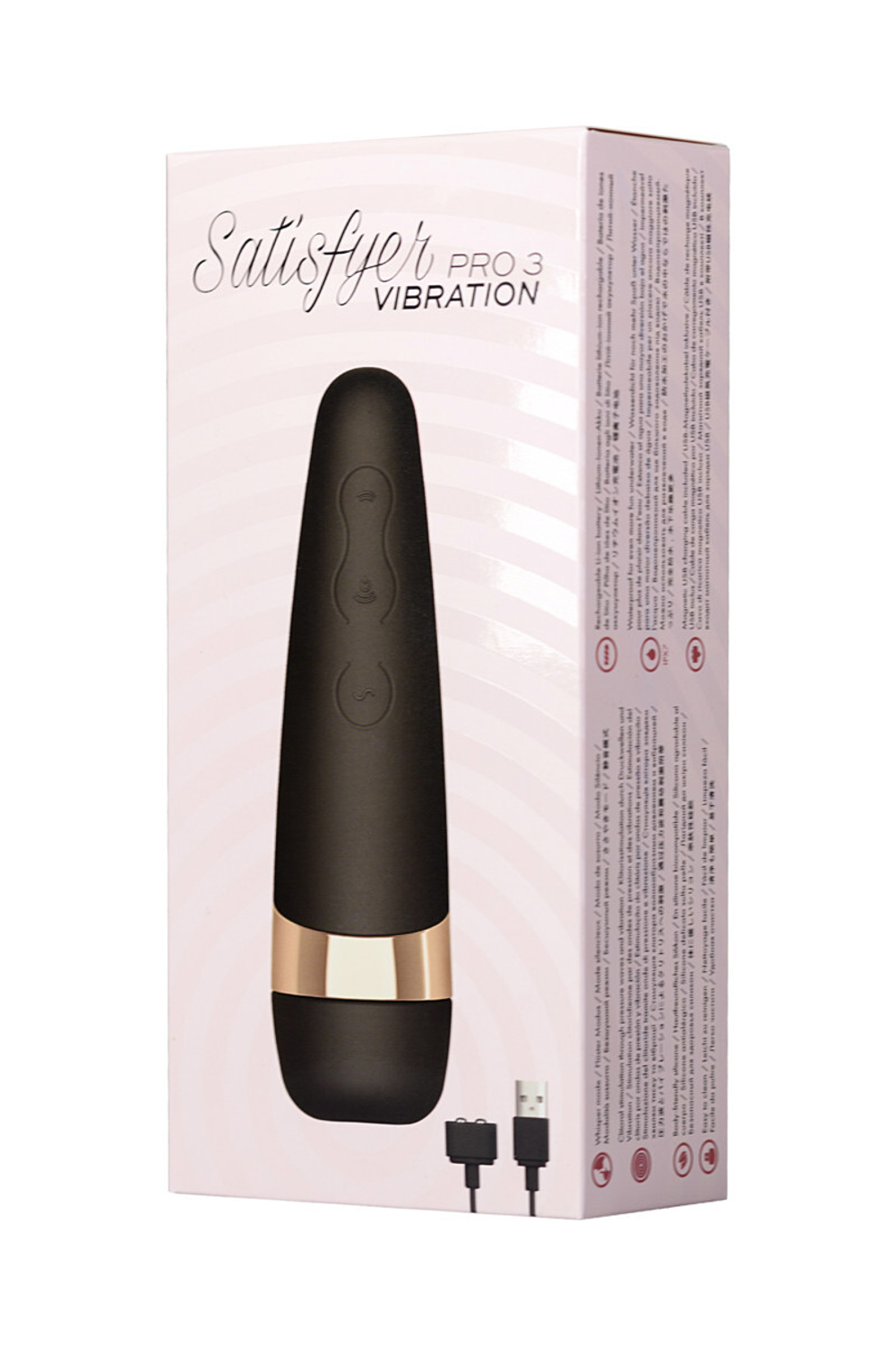 Вакуум-волновой бесконтактный стимулятор клитора Satisfyer PRO 3 Vibration, силикон, черный, 14 см.