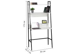 Письменный стол Минден с надстройкой 84х42,4х175 белое тиснение / черный