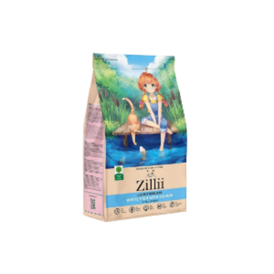 Корм для стерилизованных кошек ZILLII Cat Sterilized Light 2кг, для животных с избыточным весом, с белой рыбой и лососем