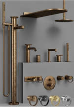 Смеситель для ванны/душа Gessi Anello, настенный, на 2 выхода, встраиваемый, с переключателем ванна-душ, цвет Copper Brushed PVD