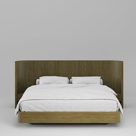 Кровать Эклипс с тумбами 160x200 (натуральный дуб с патиной), высота 96 см