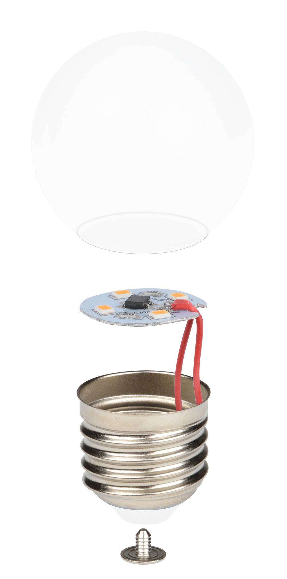 LED-G45-1W-3000K-E27-CL-С Лампа декоративная светодиодная. Форма шар. прозрачная. Теплый белый свет 3000K. Картон. ТМ Volpe.