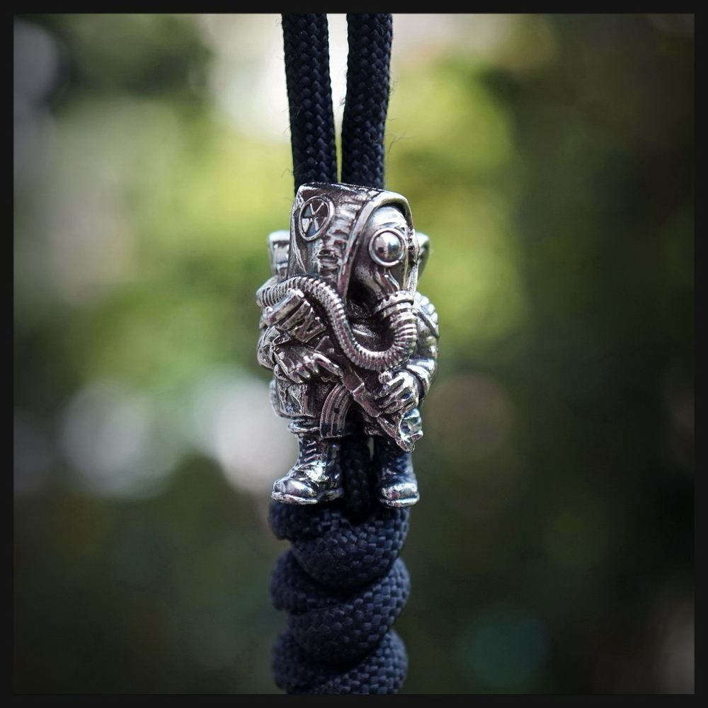 Бусина "Сталкер" для темляков или браслетов , мельхиор