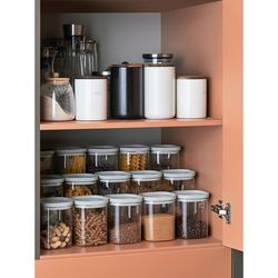 Банка для хранения квадратная Vacuum Glass, 1,5 л, светло-серая