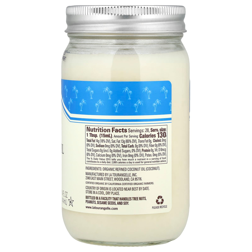 La Tourangelle, Органическое рафинированное кокосовое масло, 414 мл (14 жидк. унц.)