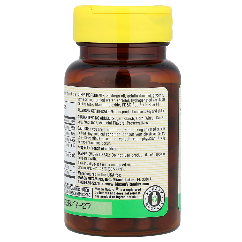 Mason Natural, комплекс витаминов группы В, 100 капсул