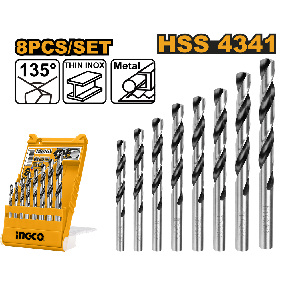 Набор сверл по металлу INGCO AKDB1088 8 шт.