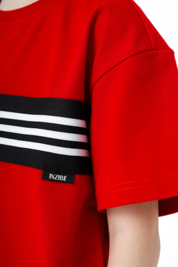 Футболка с лампасом, красная