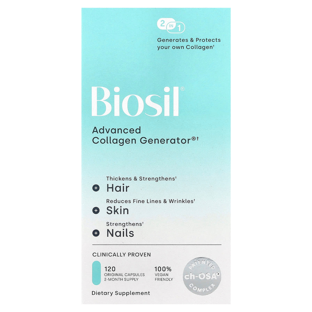 Biosil, Advanced Collagen Generator®, средство для стимулирования производства коллагена, 120 оригинальных капсул