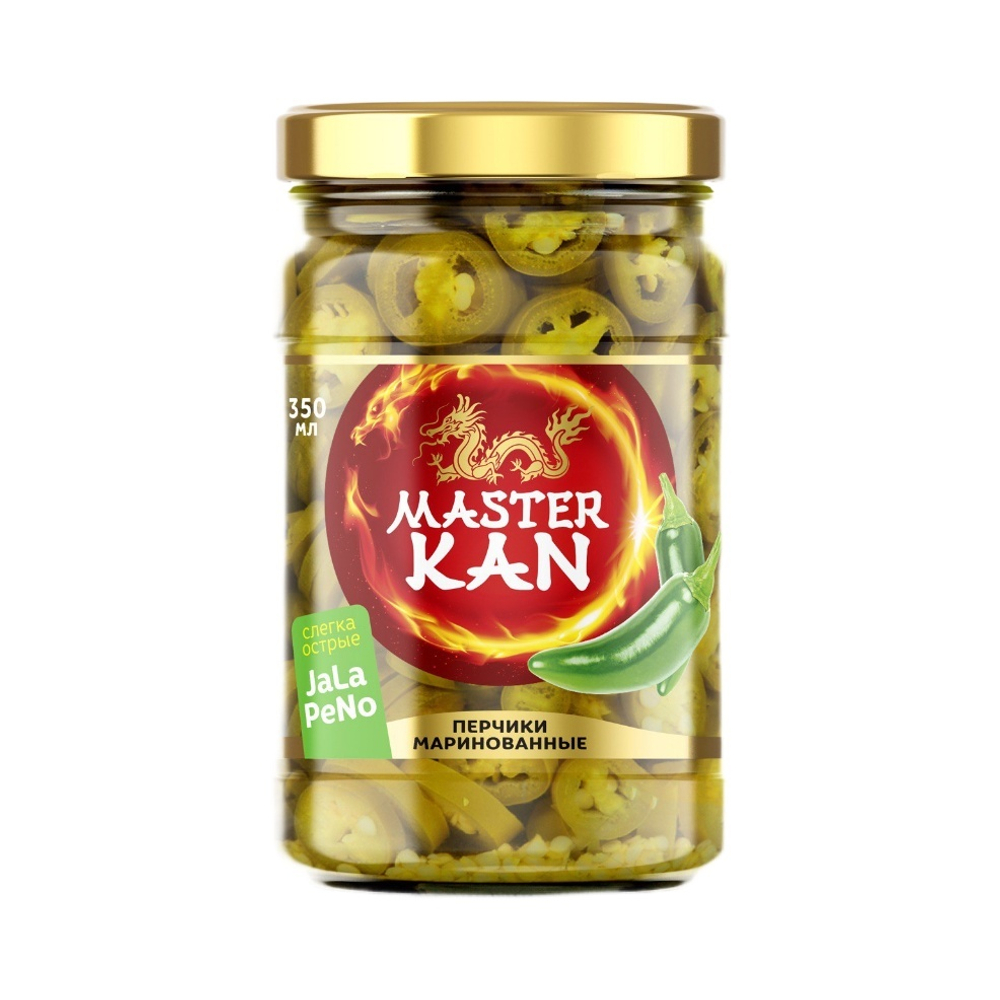 Master Kan Маринованные перчики, Халапеньо, 350 мл., блок 24шт., Мастер Кан
