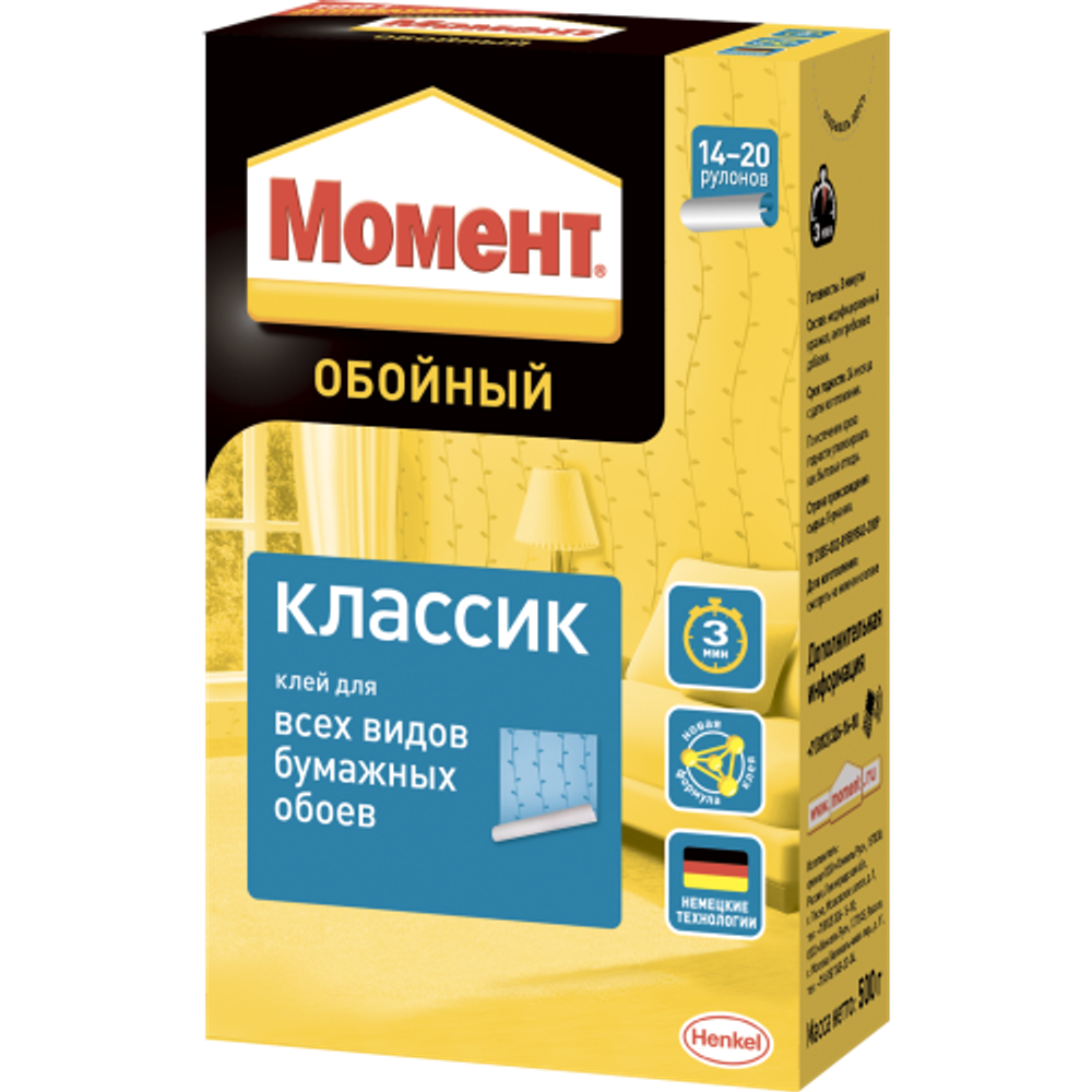 Клей для обоев Момент 765166 Классик 500 гр. | Момент