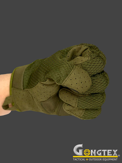 Перчатки полнопалые сетчатые с костяшками Gongtex Tactical Gloves (0056). Олива
