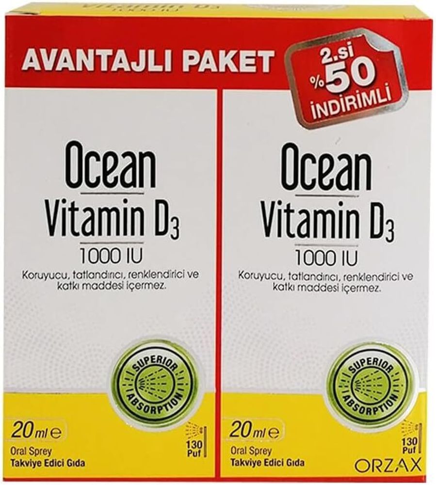 OCEAN ВИТАМИН Д (VİTAMİN D) 1000 МЕ СПРЕЙ 2-ая упаковка с 50% скидкой