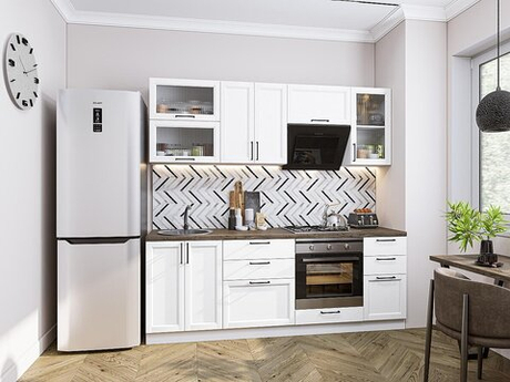 Прямая модульная кухня Сканди-02 White Silkwood - Белый 2140*2200*600