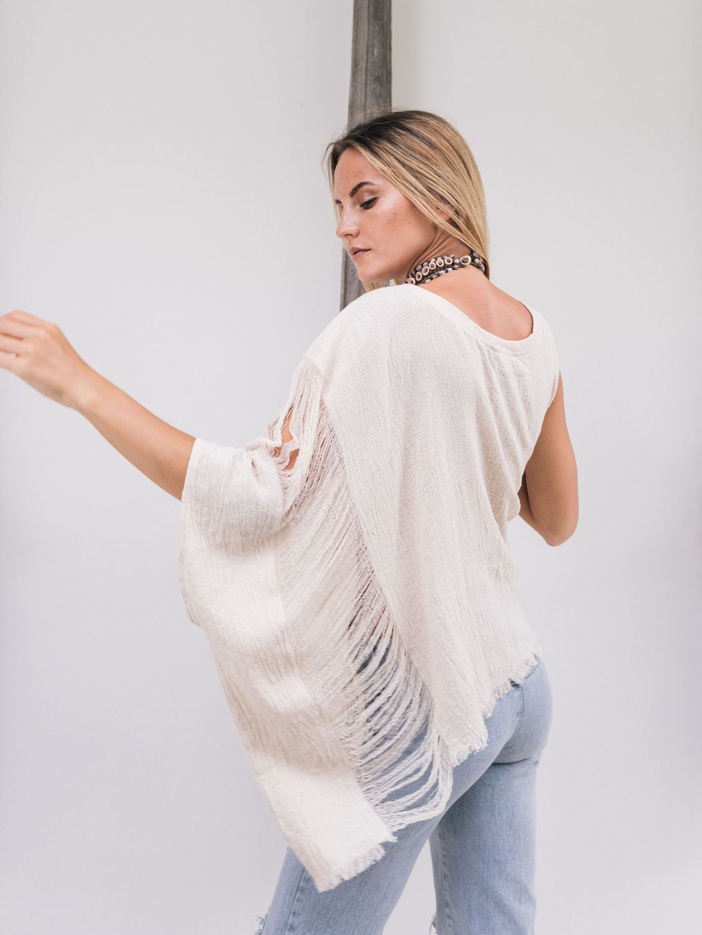 Асимметричный бохо-топ молочный