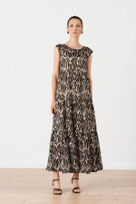 51671 Платье женское (черно-бежевый принт)