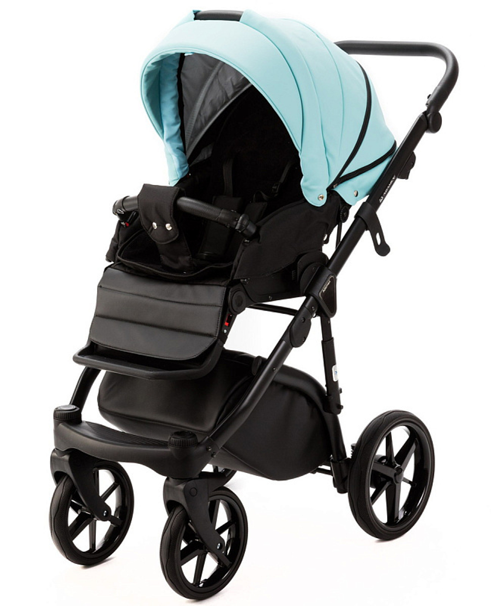 Детская коляска Adamex Nola Deluxe 2 в 1 N-SD111 (СВ.БИРЮЗОВАЯ.КОЖА + ЧЕРН.КОЖА)