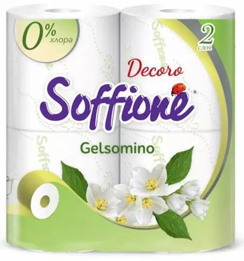 Soffione Туалетная бумага 2-х сл  4рул  GELSOMINO (салатовая)*10