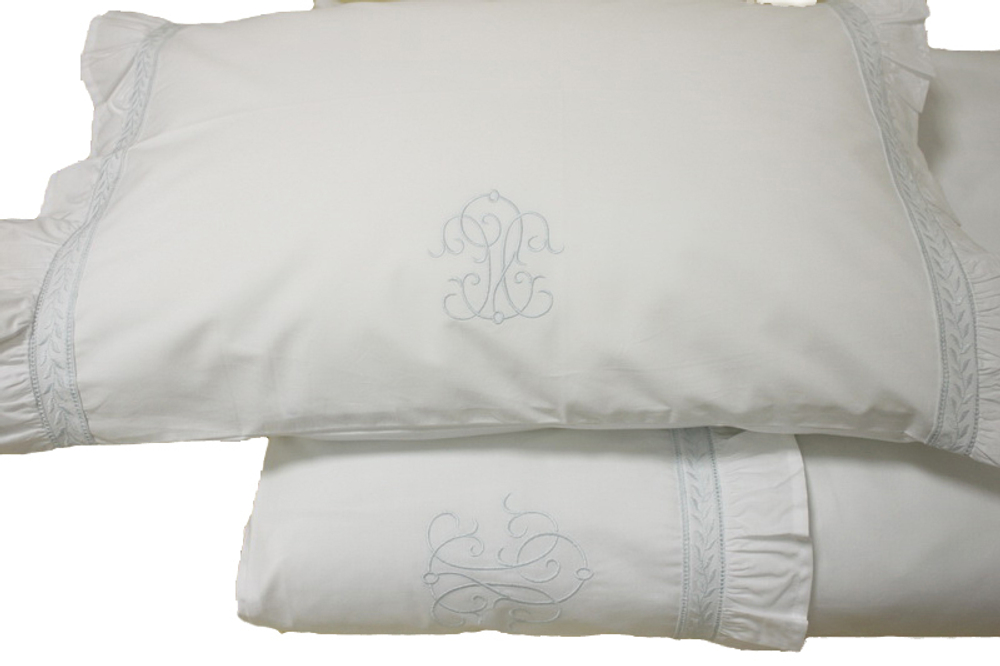 Детское постельное белье Bovi Вензель New Бело-голубое Португалия фото