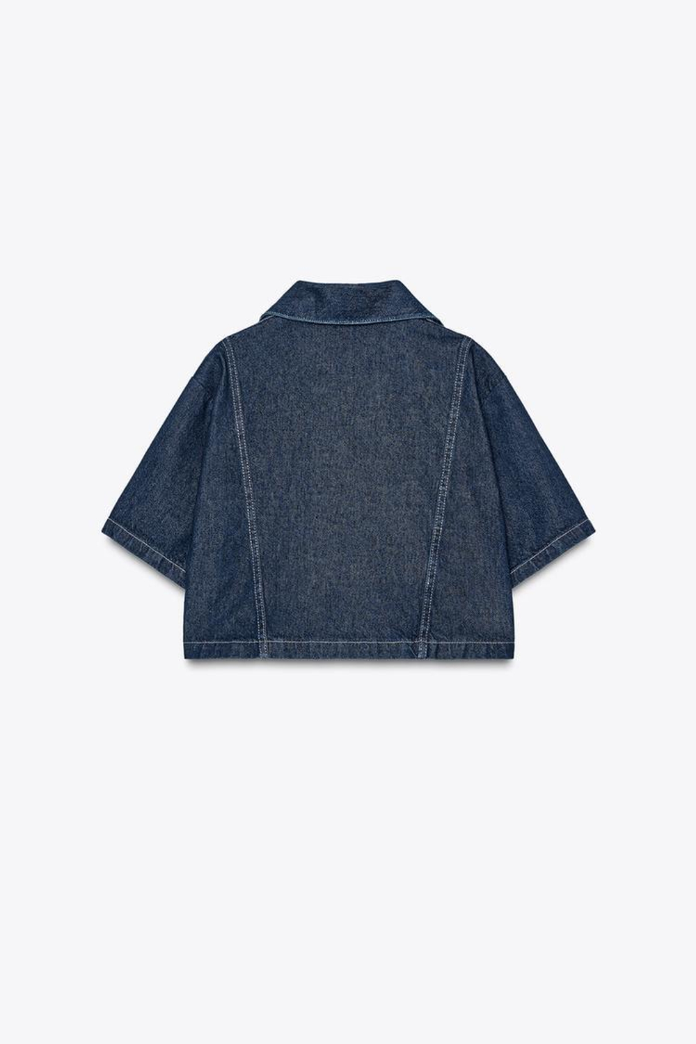 ZARA КОРОТКАЯ ДЖИНСОВАЯ РУБАШКА Z1975, СИНИЙ