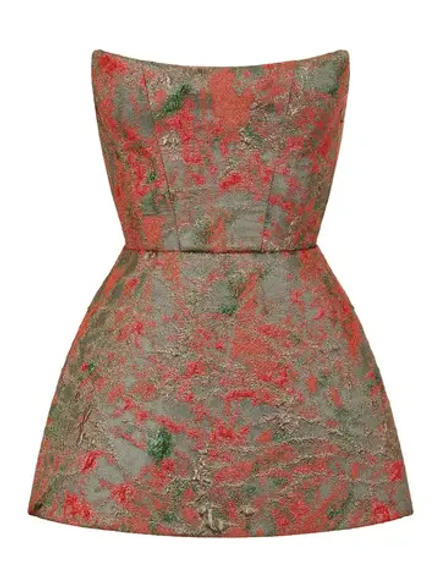 Платье - корсет с баской из парчи