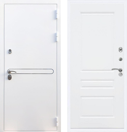 Входная дверь  белая Рекс Лайн Вайт белая шагрень / ФЛ-243 Силк сноу (белый матовый, без текстуры) 16мм