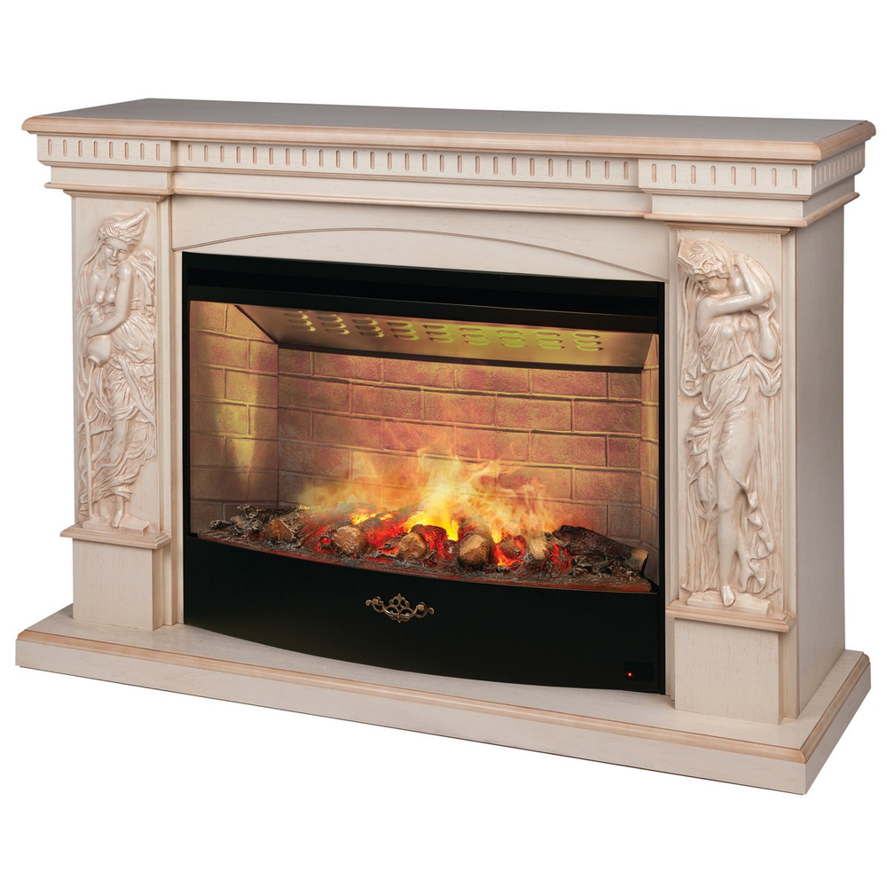 Электрокамин RealFlame Diva 33 WT белый дуб с бронзовой патиной с очагом 3D Firestar 33
