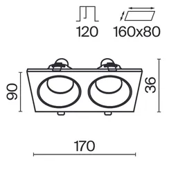 Встраиваемый светильник Зум / Zoom 2*GU10 10 Вт IP 65 Technical dl033-2-02b