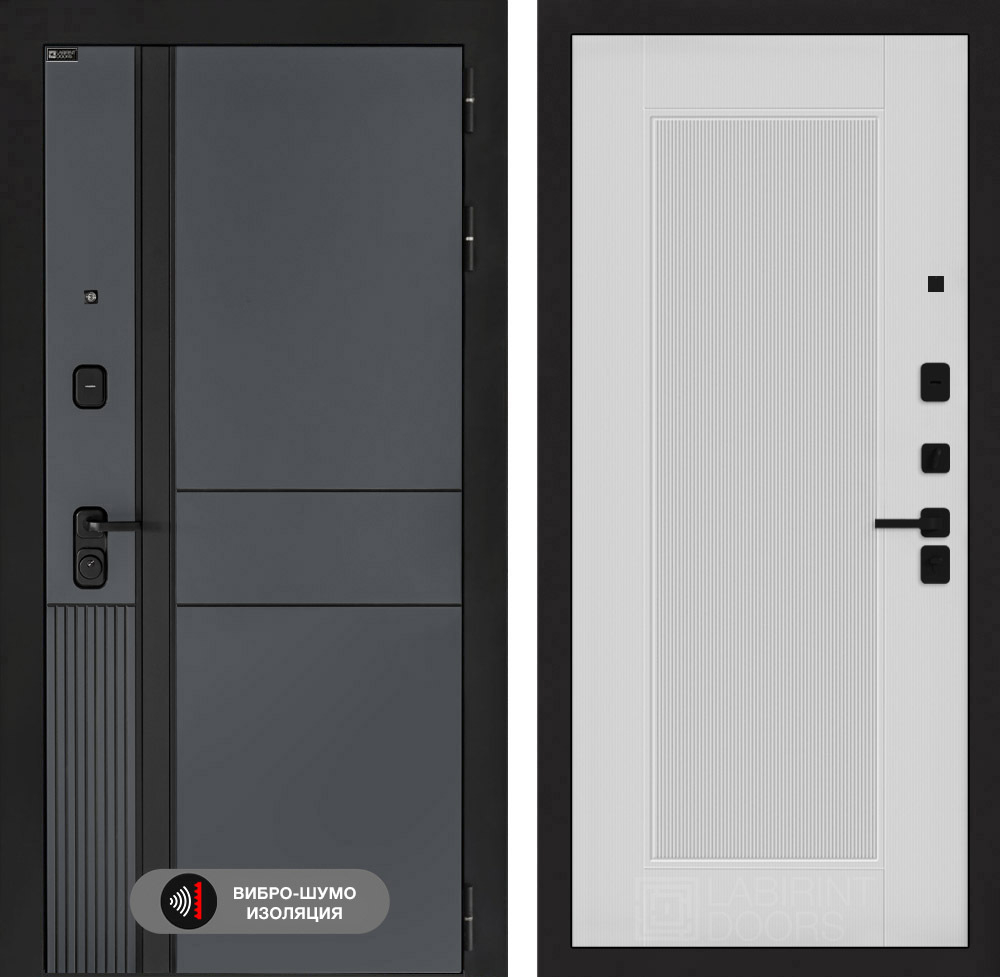 Входная дверь Лабиринт EVOLAB - 30 Белый софт рельеф