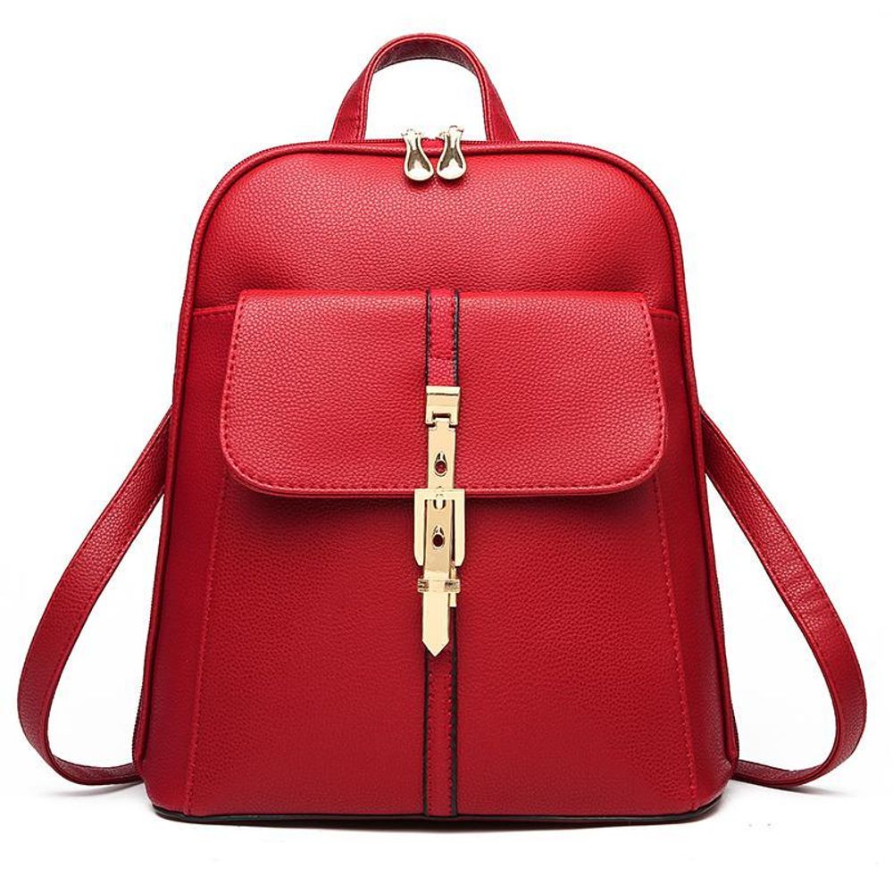 Средний стильный женский повседневный рюкзак красного цвета из экокожи Dublecity 6588 Red