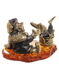 Народные промыслы AM-1944 Фигурка «Емеля с Щукой» (латунь, янтарь)