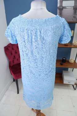 Платье AScool гипюровое голубое 44 размер, новое