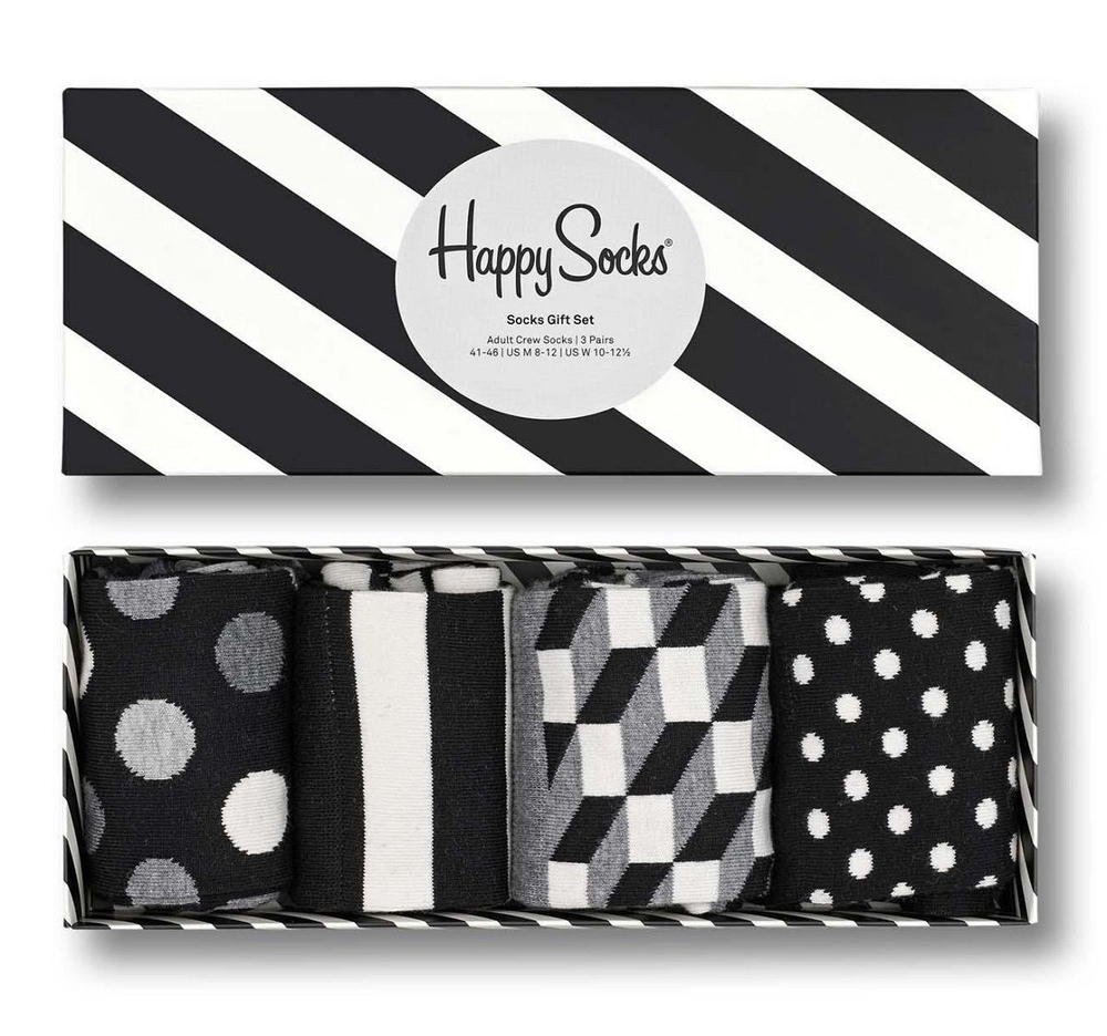 Подарочный набор носков 4-Pack Classic Black & White Socks Gift Set (Размер: 29) (Цвет: черный с белым)