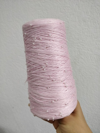 Нежный розовый, арт. 18, хлопок с бисером