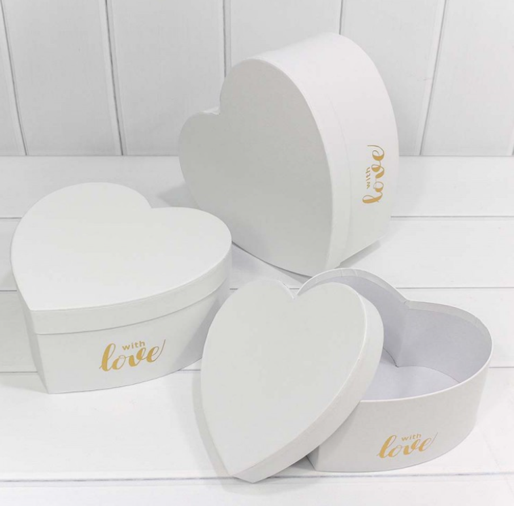 Коробки "Сердце" with love Набор 3шт. Белый