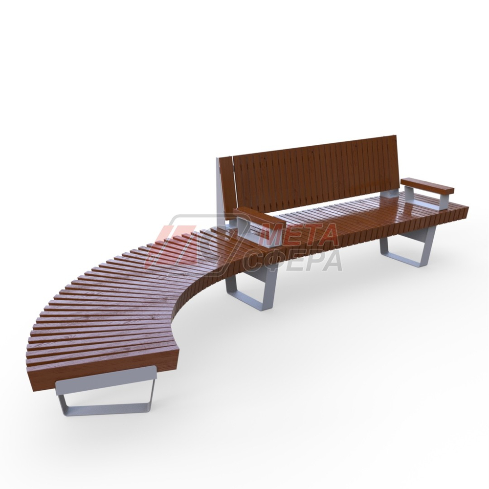 Скамейка Rail Road 02 с подлокотниками и поворотом